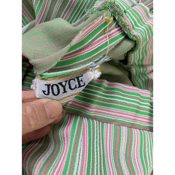 Vintage 1970s MOD Green Pink Pull On Bell Bottom Trouser Polyester Pants Sz S - Picture 6 of 7